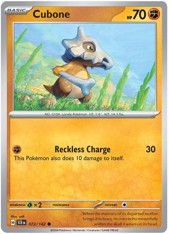 Pokémon Stellar Crown Cubone 72/142