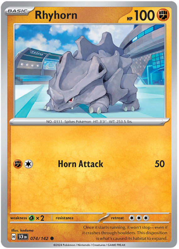 Pokémon Stellar Crown Rhyhorn 74/142